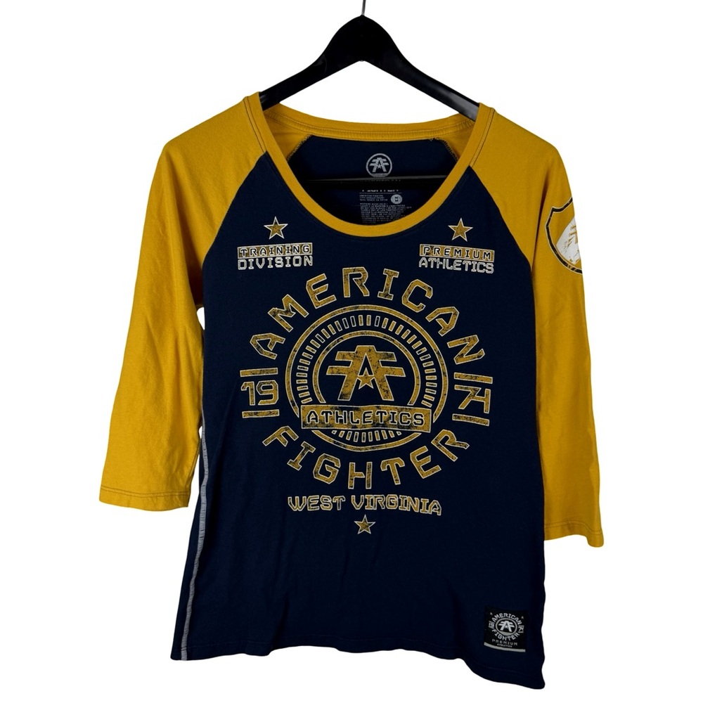 Women’s Y2K American Fighter Buckle Long Sleeve Grunge Style Shirt Size M